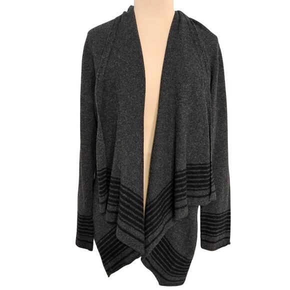 Eileen Fisher Black and Gray Cardigan with Asymmetrical Draped Front XL Sweater - Picture 1 of 15
